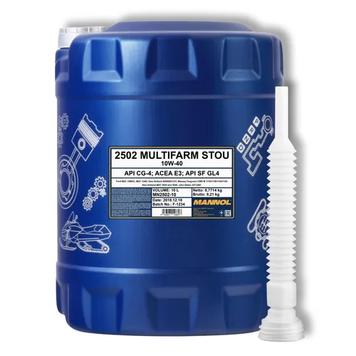10L Mannol Motoröl Multifarm STOU 10W-40 API CG-4 Landmaschinen Öl + Schlauch