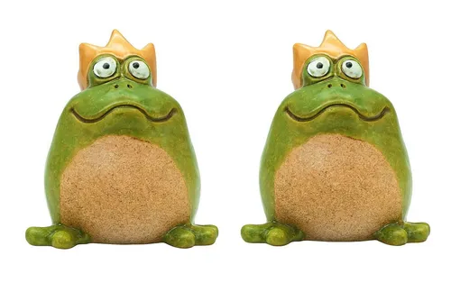 Dekohelden24 Gartenfigur Dekofrösche 2er Set - Wetterfeste Figuren mit detailreicher Gestaltung und natürlicher Farbgebung, perfekt für die Verschönerung Ihres Gartens.
