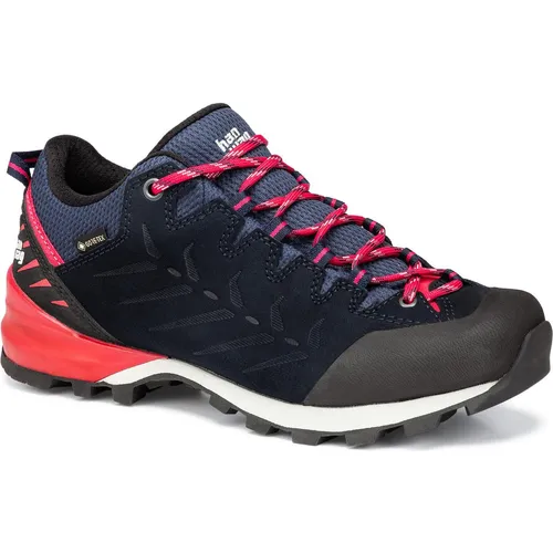 Hanwag Makra Pro Low Lady GTX Navy/Pink (7 (40,5)) - Wanderschuhe für anspruchsvolles Terrain, mit wasserdichter GORE-TEX Membran und exzellenter Vibram Laufsohle für optimalen Grip und Dämpfung.