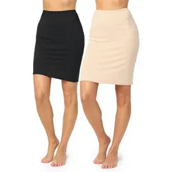 Merry Style Unterrock Damen kurz MS10-204 (2-tlg) aus Viskose beige|schwarz XL