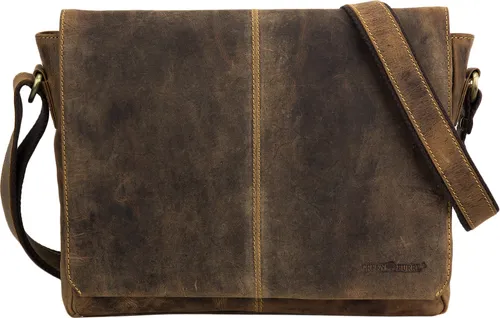 Greenburry Vintage A4 Umhängetasche - Leder Messenger Tasche mit Tabletfach - Umhängetaschen: Hochwertige, handgefertigte Tasche aus antik braunem Leder mit gepolstertem Tabletfach und viel Stauraum für den modernen Berufstätigen.