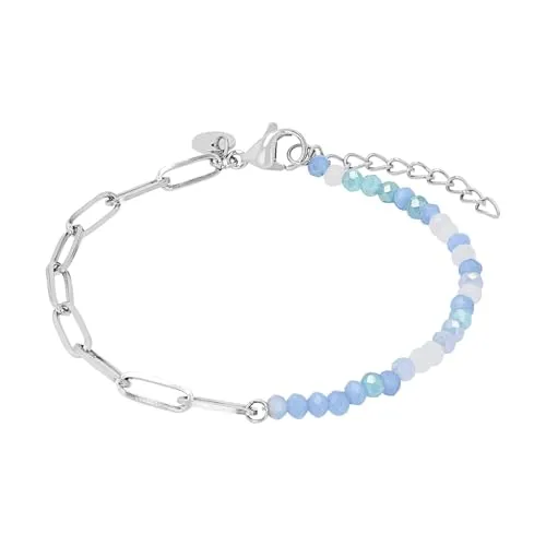 NOELANI Armband Edelstahl mit Glasperle - Stilvoller Armschmuck für Damen - Elegantes Damenarmband aus Edelstahl mit Glasperlen, 16+3 cm verstellbar, kommt in einer Schmuck Geschenkbox. Perfekt als Geschenkidee für besondere Anlässe.