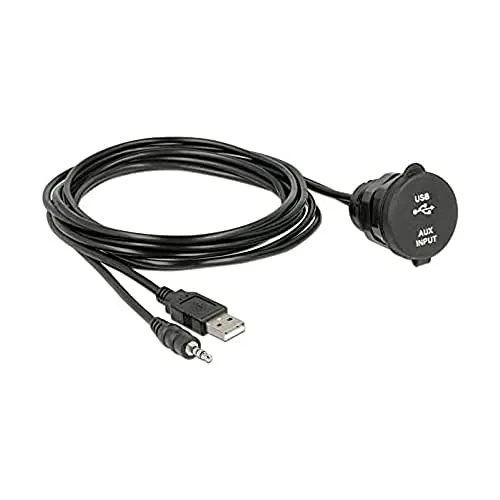 DeLOCK USB/Audio-Verlängerungskabel 2m - HiFi-Kabel mit USB Type-A und 3.5 mm Stecker, ideal für optimale Audio- und Datenübertragung über längere Distanzen.