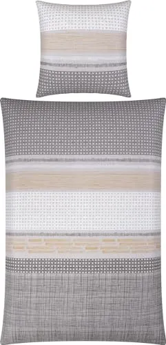 Erwin Müller Bettwäsche Seersucker grau Größe 1x 135x200 cm + 1x 80x80 cm
