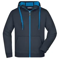 Herren Bonding Jacke JN355 - Sportive Kapuzenjacke in navy-blau/aqua-blau, Größe XL - Funktionsjacke für Herren mit Kinnschutz und elastischen Bündchen, ideal für aktive Freizeitgestaltung und sportliche Aktivitäten.