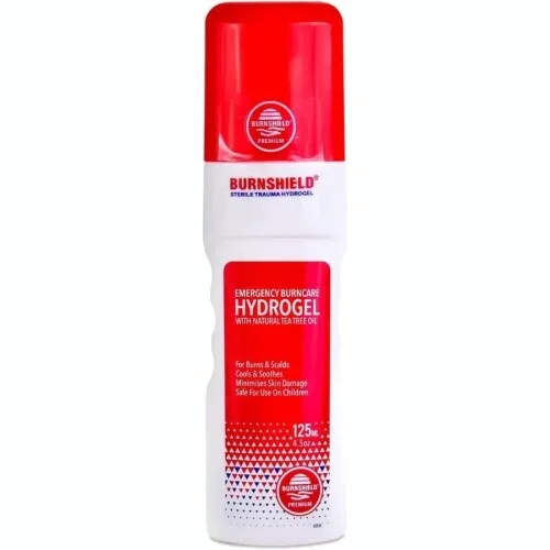 Burnshield Hydrogel-Spray 125ml - Erste Hilfe Spray zur effektiven Brandwundenbehandlung, leitet Wärme ab und fördert die Heilung ohne zu verkleben. Mit Teebaumöl zur Entzündungshemmung.