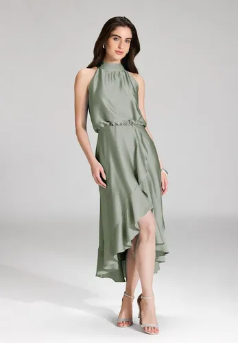 Swing Cocktailkleid mit Neckholder in Lind, Größe 46 - Elegantes Midikleid für besondere Anlässe, mit raffiniertem Neckholder und fließendem Stoff für eine schmeichelhafte Silhouette.