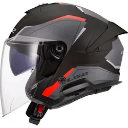 LS2 OF618 Verso II Air Jethelm - Schwarz/Grau/Rot - XXL - Motorradhelm mit KPA-Schale für hohe Sicherheit und Leichtigkeit. Ideal für komfortable Fahrten dank Coolmax Innenfutter und innovativem Belüftungssystem.