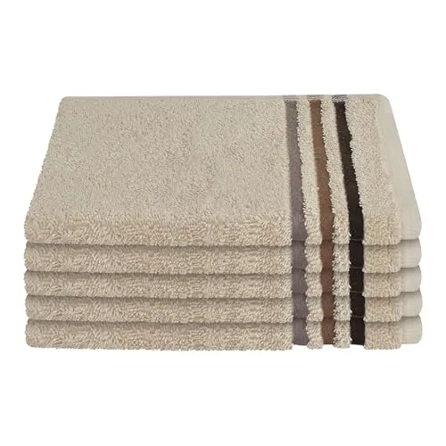 Schiesser Gästetuchset Skyline Color - 5-teilig - 30 x 50 cm - Sand