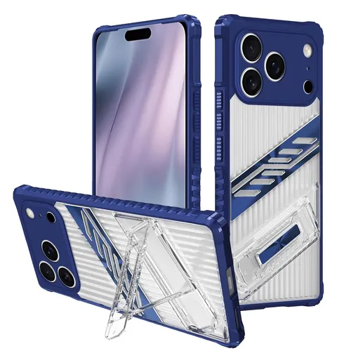 Hybrid Hülle für Apple iPhone 17 Pro Max mit Plating Halter TPU Hybrid PC Blau
