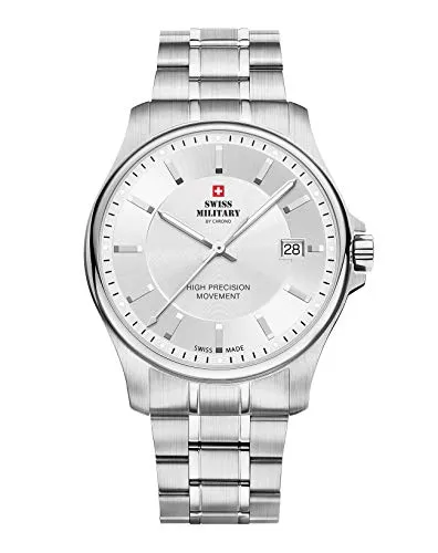 Swiss Military by Chrono Herren Uhr SM30200.02 - Armbanduhr für Herren mit präzisem Schweizer ETA Quarzwerk, 100m wasserdicht und robustem Edelstahlarmband – ideal für jeden Anlass!