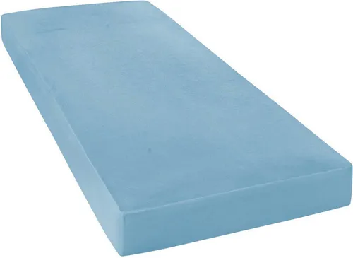 Janine Spannbetttuch 5007 Mako Jersey blau 140/200 bis 160/200 cm - Hautsymphatisches Spannbetttuch aus 100% Baumwolle, ideal für Matratzen bis 26 cm Höhe. Pflegeleicht, waschbar bis 60°C und bügelfrei - für höchsten Schlafkomfort.