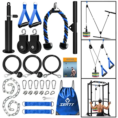 SERTT Gewicht Seilzug Fitness Gym, Verbesserte Kabelzug Fitness Latzug Gym Fitnessgeräte für LAT Pull Down, Bizeps Curl, Trizeps, Armtraining-Gewichtsscheibensystem Zusatzgeräte