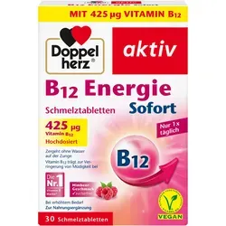 Doppelherz B12 Energie Sofort 30 ST - Nahrungsergänzungsmittel für schnelle Energie, gluten- und lactosefrei, ideal für einen aktiven Lebensstil.