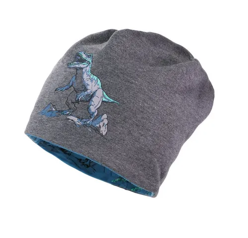 MAXIMO Jerseymütze KIDS BOY-Beanie Dinosaurier reversible, Jersey bedruckt (1-St) Baumwolljersey
