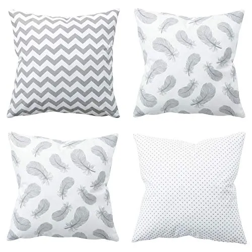 Amilian 4er Set Dekokissen - 45x45 cm mit Füllung und Bezug - Dekoratives Kissen für Balkon, Couch & Sofa - Wohnzimmer Deko - 18x18 inch