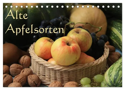Alte Apfelsorten Tischkalender 2026 - Monatskalender im DIN A5 Querformat mit 12 einzigartigen Apfelsorten, ideal für Gartenliebhaber und Naturfreunde.