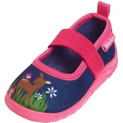 Playshoes Jungen Mädchen REH Niedrige Hausschuhe, Marine/rosa, 24/25 EU