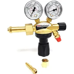 Flaschendruckminderer BaseControl Argon/CO₂ 200bar - Schweißzubehör mit 1-stufigem Druckminderer, kompakte Bauform und Absperrventil für sichere Betriebsunterbrechungen, ideal für professionelle Anwendungen.