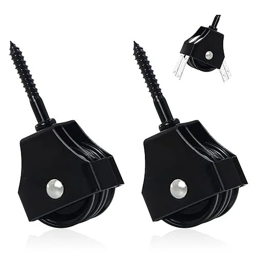 Doppelrolle Umlenkrolle Seile mit Schrauben - Riemenscheibe Roller Flaschenzug Seilrolle Einzelsatz Fitness, Umlenkrollen für DIY Gym Fitnessgeräte Drahtseilrolle (Black, 2pcs)