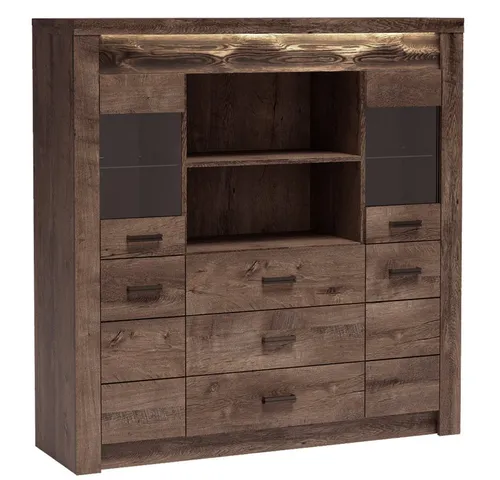 Lomadox Highboard INGENIO-161, Kommode Hochkommode Sideboard Anrichte modern in Esche braun