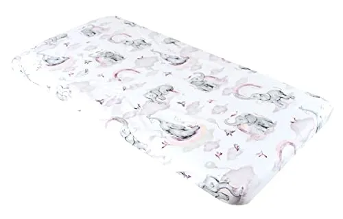 BABYLUX Baby Spannbettlaken für Kinderbett - 100% Baumwolle,60x120 / 70x140 cm weich und bequem, passend für alle Standardmatratzen, (125. Elefanten Rosa, 60x120cm)