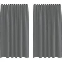 vidaXL Voile Vorhänge mit Stangentaschen 2 Stk Dunkelgrau 4102182