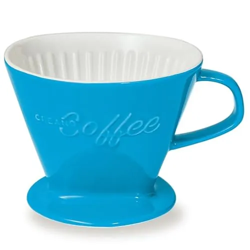 Creano Porzellan Kaffeefilter XXL Blau) für Filtertüten Gr. 4 und 6, ca. 800gr Gewicht für extrem sicheren Stand, Achtung schwer, in 6 Farben erhältlich