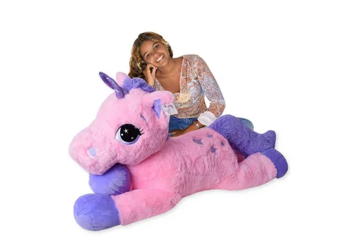 Te-Trend XXL Einhorn Kuscheltier 110cm - Kuscheltiere mit gestickten Sternen, ideal für Kinder und perfekt zum Kuscheln. Hergestellt aus weichem Polyester für ein angenehmes Spielerlebnis.