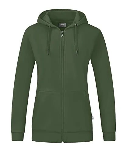 JAKO Kapuzenjacke Organic - Bio-Baumwolle in olivegrün (Damen, Größe: 48) - Funktionsjacke aus nachhaltiger Bio-Baumwolle, ideal für Beruf und Freizeit. Weich angeraute Innenseite und verstärkte Schulternähte bieten hervorragenden Tragekomfort und Langlebigkeit.