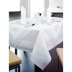 texpot Tischdecke Tischwäsche Atlaskante 100% Baumwolle Vollzwirn Damast (1-tlg) weiß quadratisch | 80 cm x 80 cm