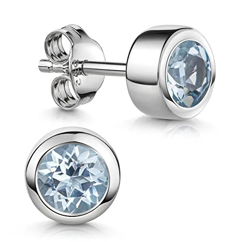 Materia Ohrstecker Silber 925 mit Blautopas - Elegante blaue Ohrringe - Ohrringe für Damen aus rhodiniertem 925 Sterling Silber, verziert mit echtem Blautopas. Leicht und elegant, perfekt als Geschenk in einer stilvollen Schmuck-Schachtel.