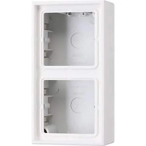 Jung LS582AWW Aufputz-Kappe 2fach - Aufputzgehäuse für 2-fach Installation, flammwidrig und ideal für sichere Elektroinstallationen in modernen Wohnräumen.