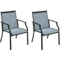 Costway 2er Set Gartenstühle - Breite Sitzfläche in Blau - Hochwertiges 2er Set Gartenstühle mit breiter Sitzfläche für maximalen Komfort. Ergonomisches Design und reißfester Stoff machen diese Stühle ideal für entspannte Stunden im Freien.