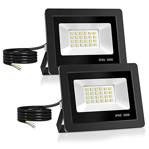 Realky LED Strahler Außen,[2 Stück] 20W LED Fluter 24 LED Solarleuchten IP65 Wasserdichte, 2000LM Außenstrahler 6000K Kaltweiß Scheinwerfer, Ideale Aussenleuchte für Garten, Innenhöfe