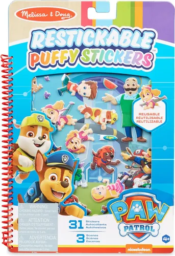 Melissa & Doug | PAW Patrol | Wiederaufklebbare, bauschige Sticker - Abenteuerbucht | 31 Wiederverwendbare Sticker