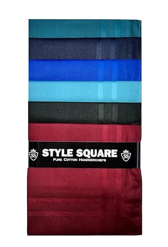 Style Square Herren Taschentücher 100% Reine Weiche Baumwolle Taschentuch Muster Farbiges Einstecktuch Einstecktuch Tolles Geschenk 43 x 43 cm, Sortiertes 6er-Set – AS-80297, 43 CM