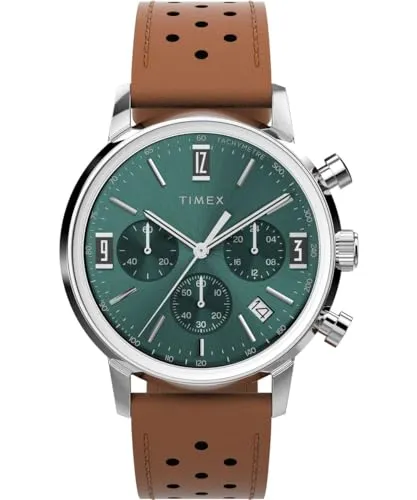 Timex Herren Chronograph Uhr Marlin mit Leder Armband - Armbanduhren für Herren mit Quarzwerk, Kalenderfunktion und 5 Bar Wasserdichtigkeit - ideal für stilvolle Männer.
