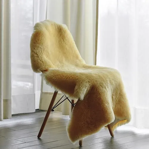 Vanuba - Lammfell Echt 100-110 cm, Natur Weich Schaffell Echt, Bio Lammfell Echt Teppich, Deko Echte Teppiche, Schaffell Echt Teppich für Schlafzimmer und Wohnzimmer, Flauschig Fell Teppiche