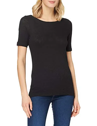 Marc O'Polo Damen T-Shirt 51399 - Bequemes Oberteil aus Bio-Baumwolle - Schlichtes, halbtransparentes T-Shirt mit U-Boot-Ausschnitt, ideal für den Alltag. Aus hochwertigem Slub-Jersey gefertigt und in normaler Passform.