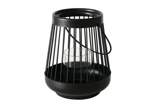 Schwarze Laterne HELLO, aus Metall, 16 cm in schwarz von BOLTZE