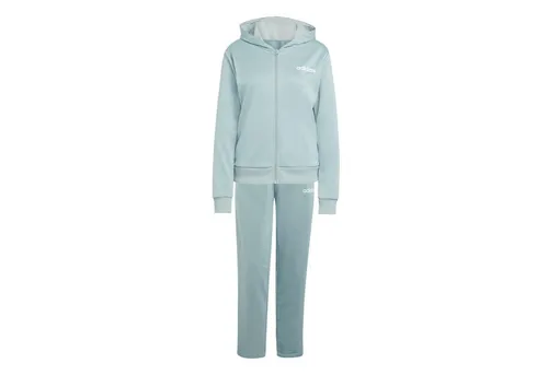 adidas Essentials Linear Tracksuit für Damen, Wonder Sage, XL - Stylischer Trainingsanzug mit regulärem Oberteil und schmal geschnittener Hose. Hergestellt aus 100 % recyceltem Polyester und ausgestattet mit praktischen Taschen für mehr Komfort.