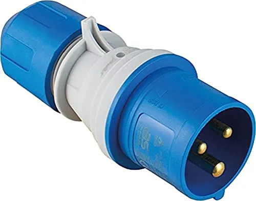 as - Schwabe - CEE Stecker mit POWERLIGHT Spannungsanzeige - 230 V, 16 A, 3-polig - Outdoorstecker - IP44 - zur Verwendung im Außenbereich geeignet - blau, 61486