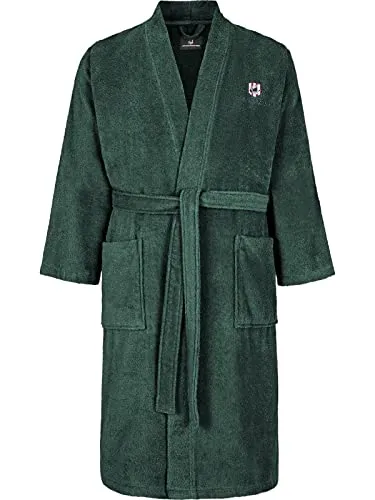 Jan Vanderstorm Herren Bademantel Janning, Dunkelgrün, 56/58 - XL - Bademantel für Herren in großen Größen bis 7XL, aus 100 % Baumwolle, ideal für Spa und Sauna. Bequemer Schnitt, zwei Taschen und Gürtel für optimalen Halt.