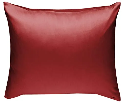 Bettwaesche-mit-Stil Mako-Satin Baumwollsatin Bettwäsche Uni einfarbig zum Kombinieren (Kissenbezug 40 cm x 40 cm, Rot)