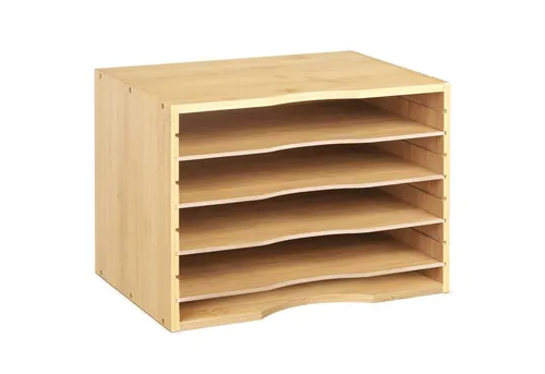 Homfa Briefablage aus Bambus, 5 Fächer