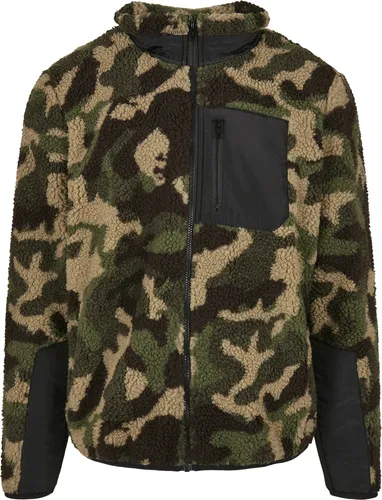 Urban Classics Sherpa Jacket Wood Camo L - Funktionsjacke aus einem stylischen Sherpa-Nylon-Materialmix, mit praktischen Reißverschlusstaschen und Stehkragen – ideal für trendbewusste Männer!