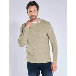 engbers Herren Pullover meliert Grün regular gemustert Rundhals - XXL