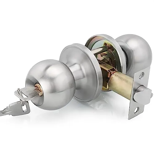 Qrity 2 X Türknauf mit Schloss/Schlüssel, Griff Keyed abschließbar Home Büro rund verriegelt Türknauf, Verriegelung 60 / 70mm