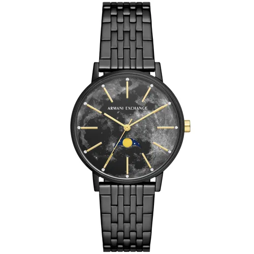 Armani Exchange AX5587 Damen Uhr - Elegante Armbanduhr für Damen mit 36mm schwarzem Edelstahlgehäuse, Quarzwerk und wasserdicht bis 50m – ideal für jeden Anlass.